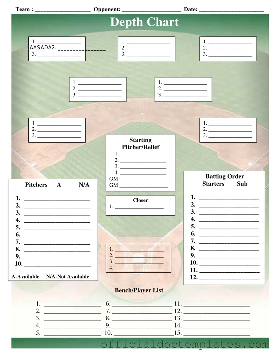 Fill Your Baseball Field Lineup Template