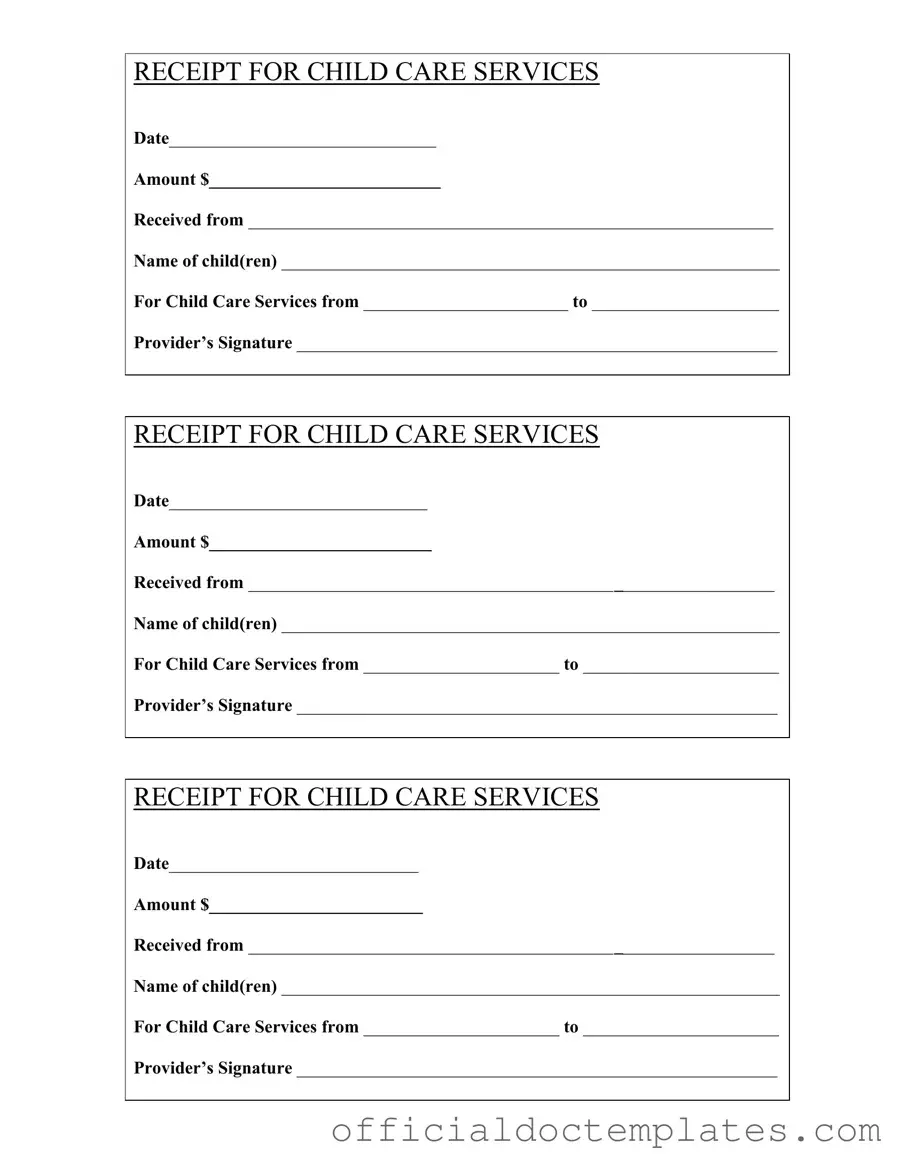 Fill Your Childcare Receipt Template