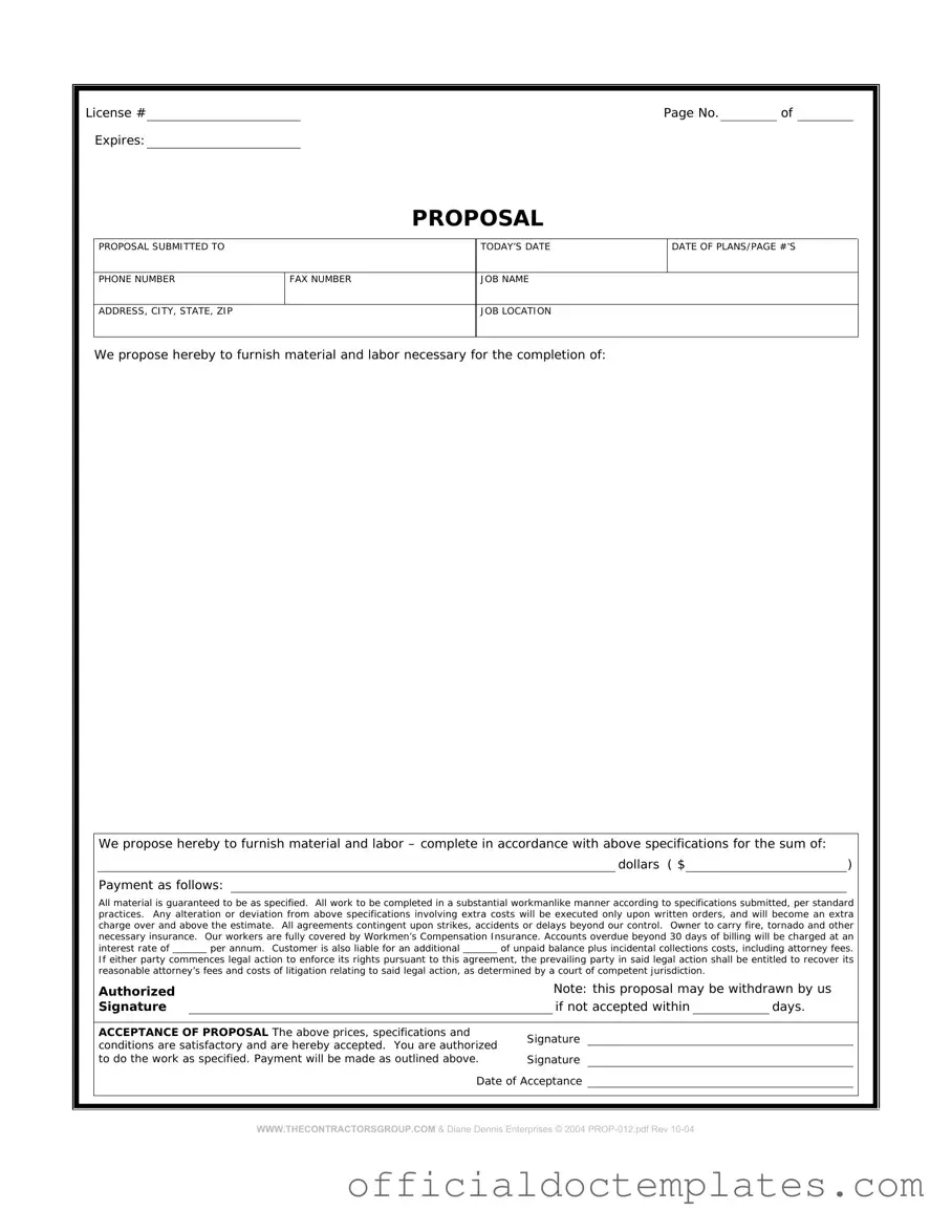 Fill Your Construction proposal form Template