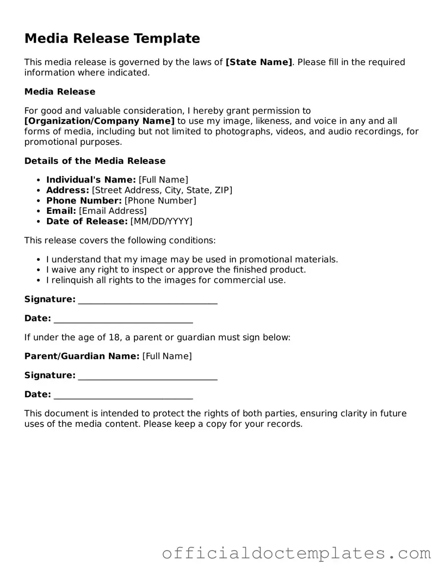 Fillable Media Release Template