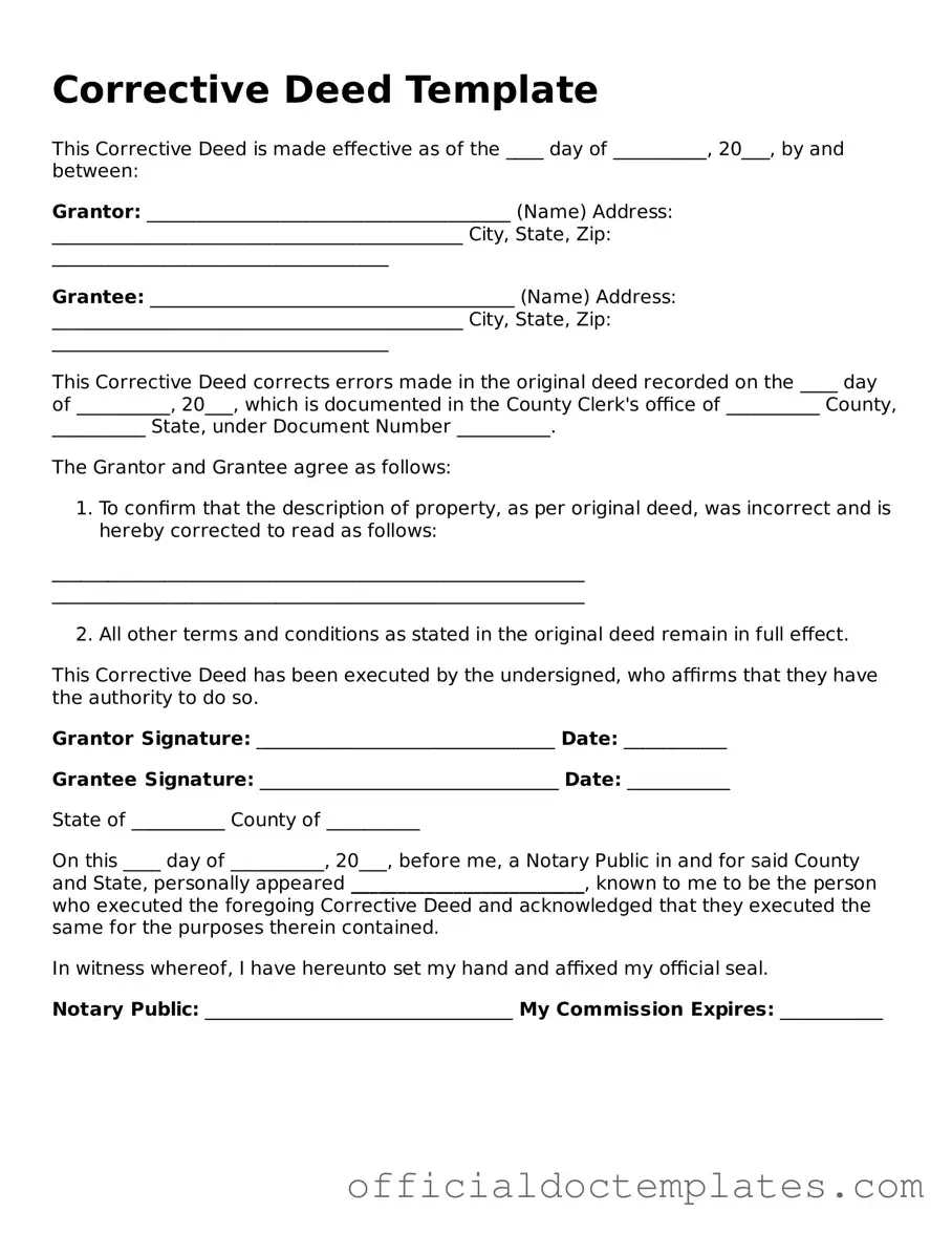 Fillable Corrective Deed Template
