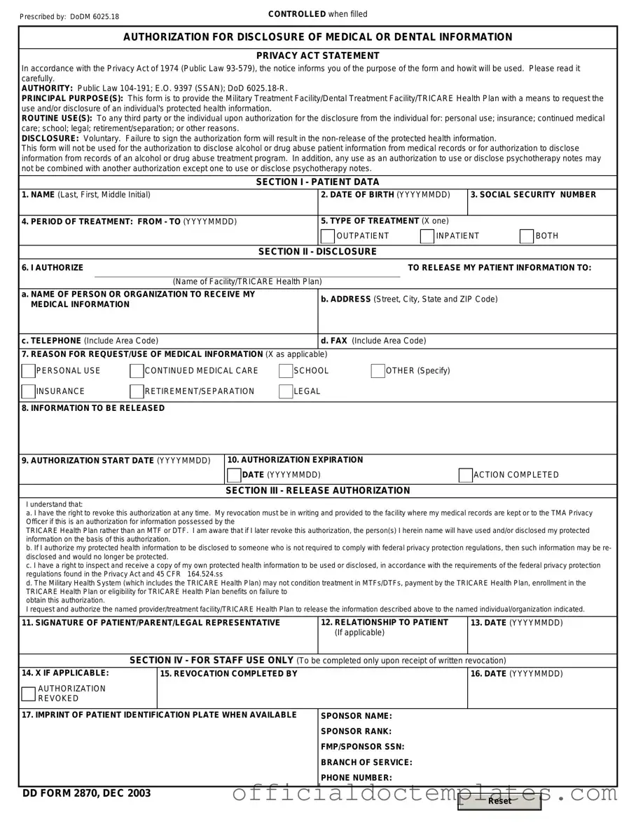 Fill Your DD 2870 Template