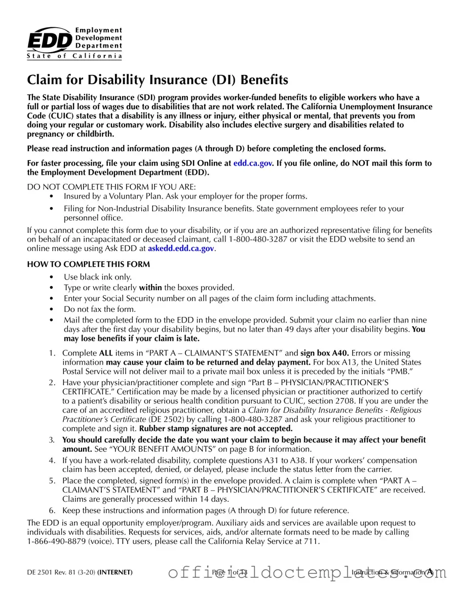 Fill Your EDD DE 2501 Template