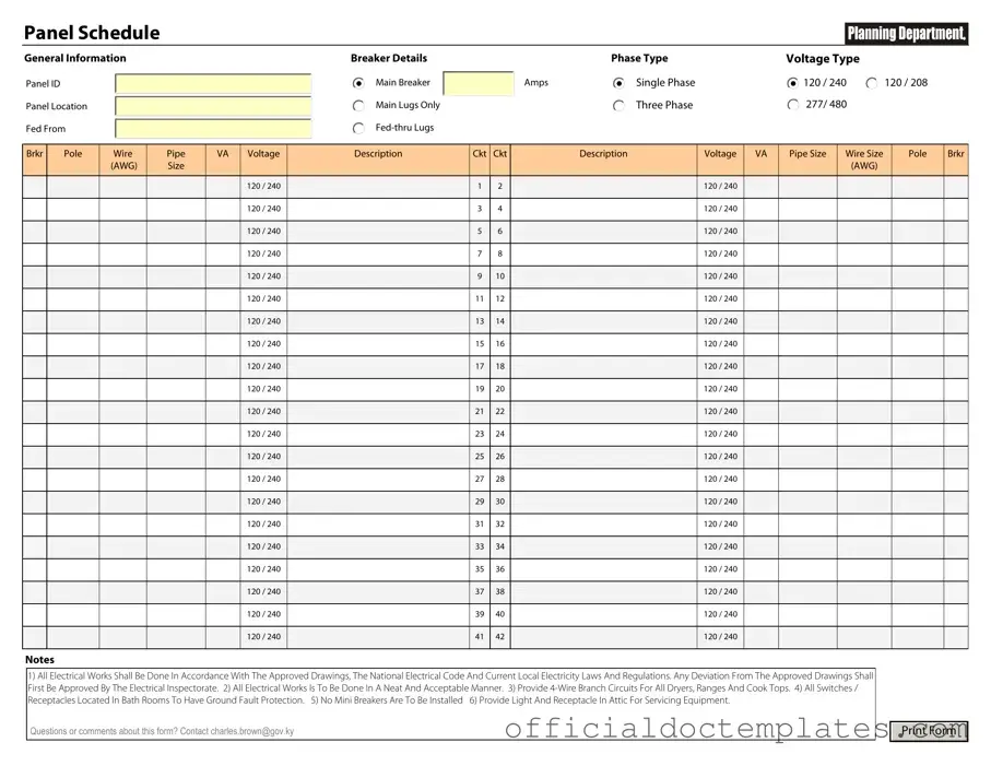 Fill Your Electrical Panel Schedule Template
