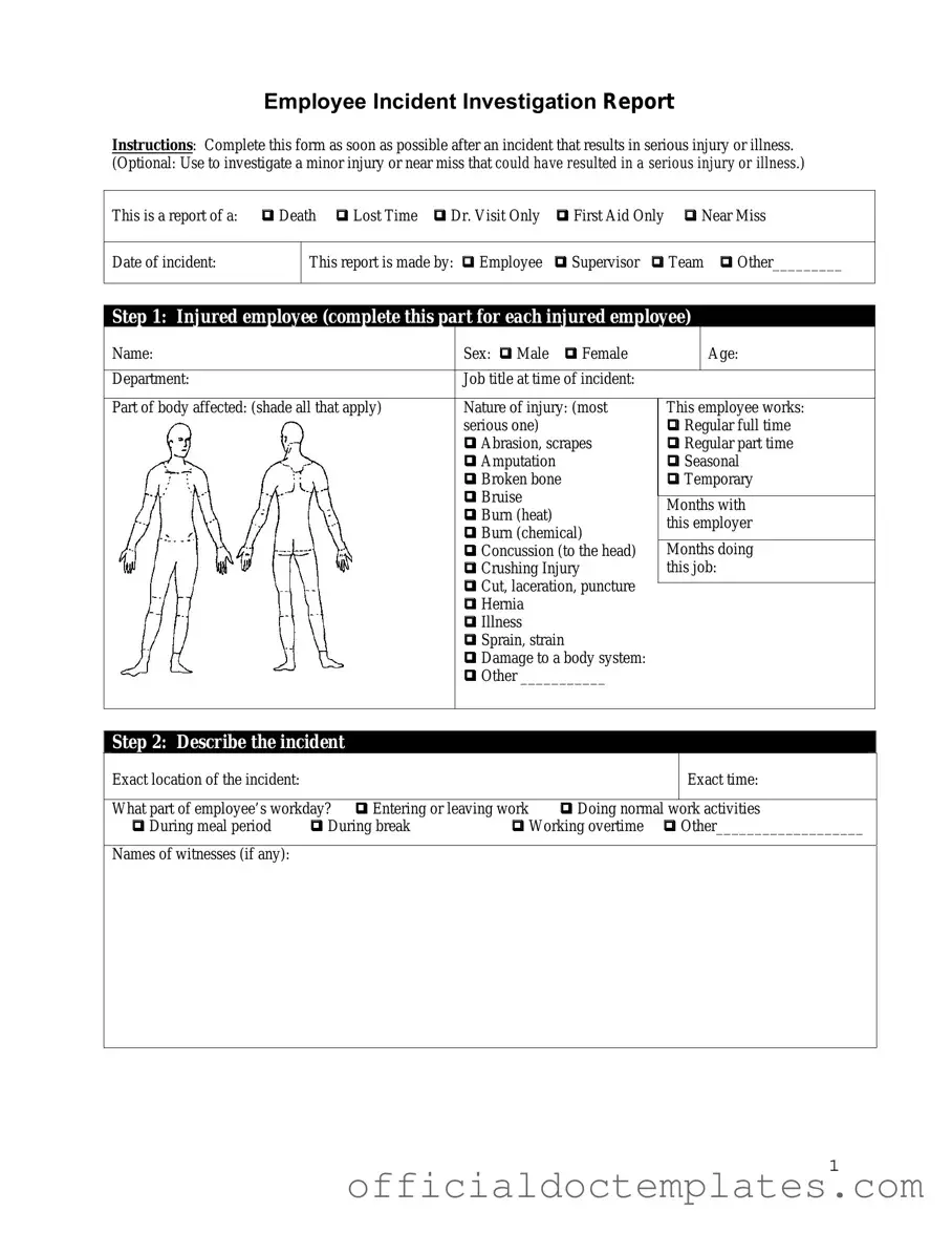 Fill Your Employee Accident Report Template