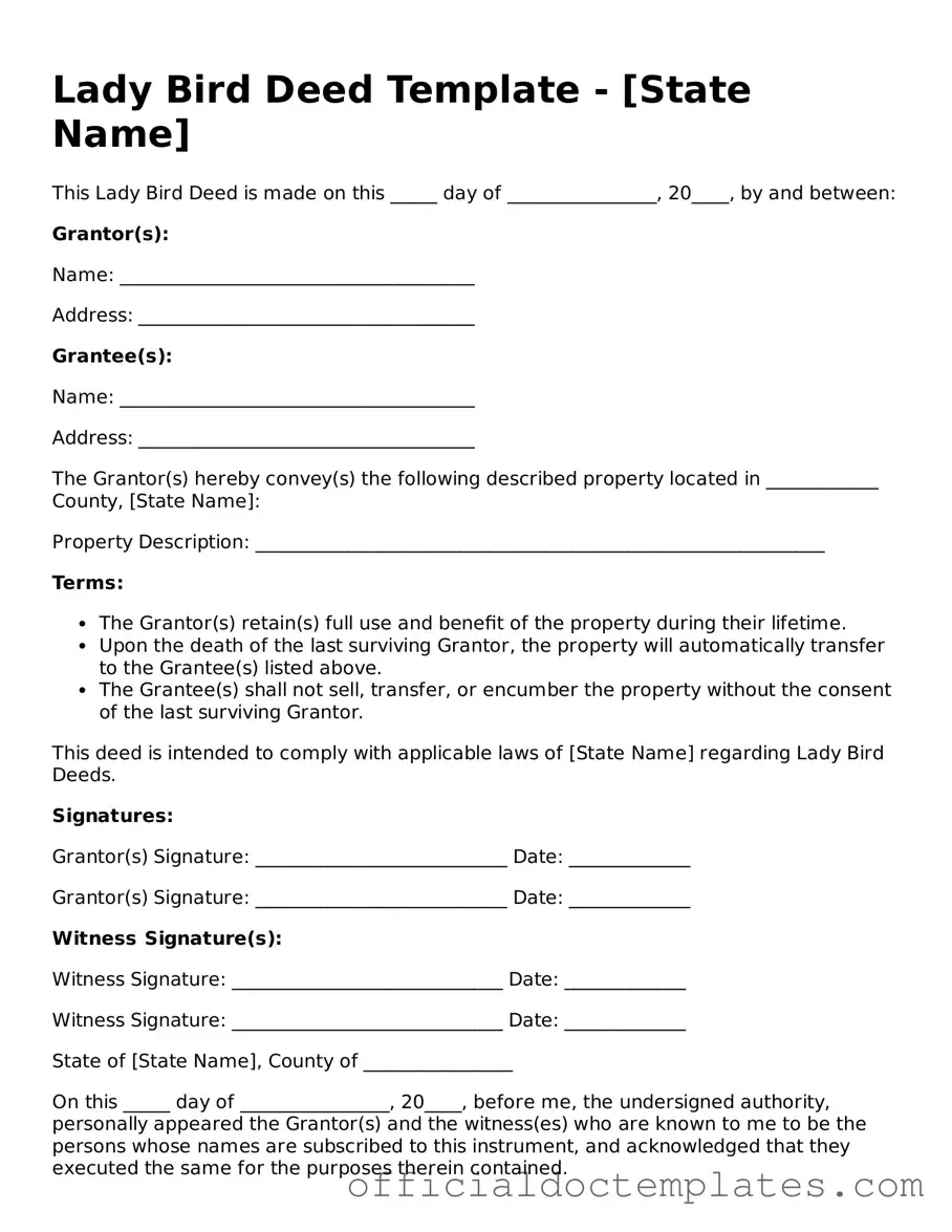 Fillable Lady Bird Deed Template