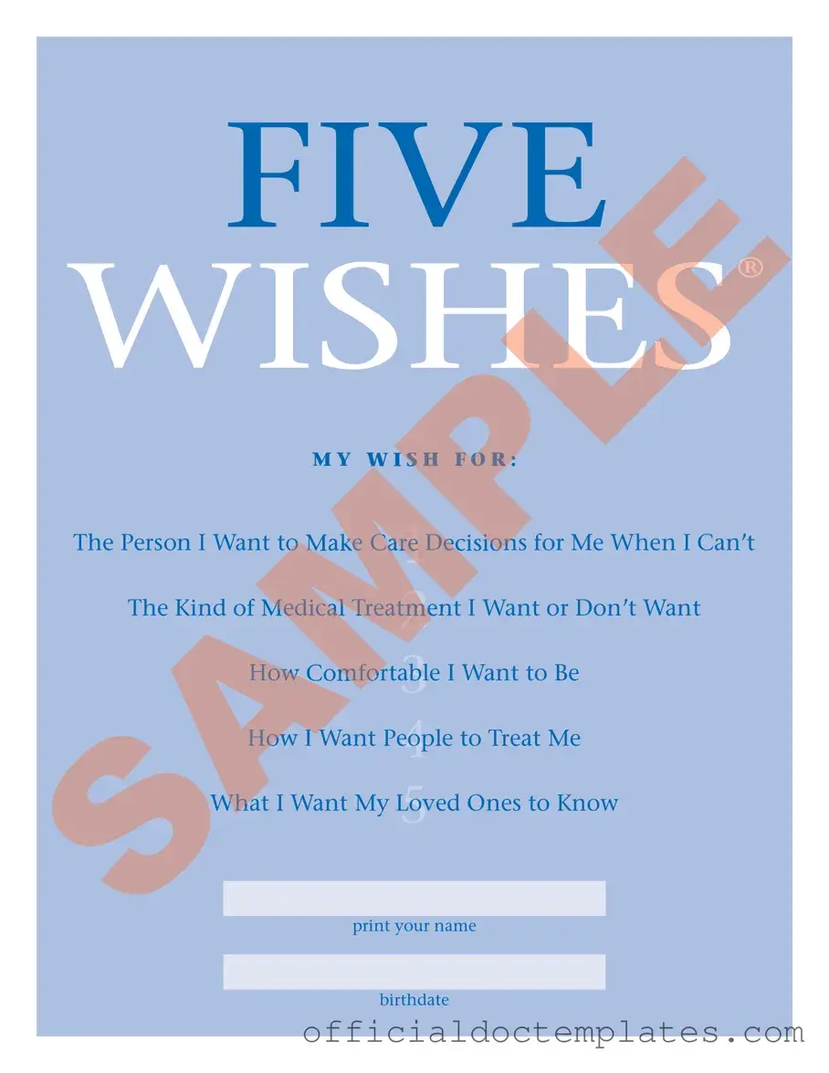 Fill Your 5 Wishes Document Template
