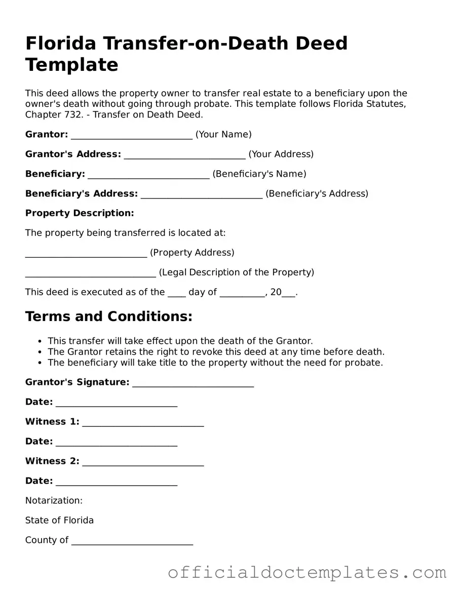 Free Transfer-on-Death Deed Form for the State of Florida