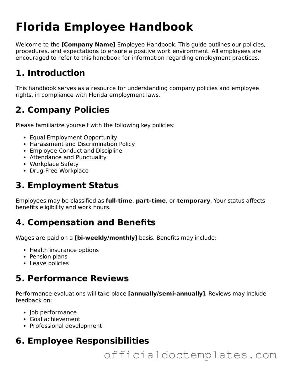 Free Employee Handbook Form for the State of Florida