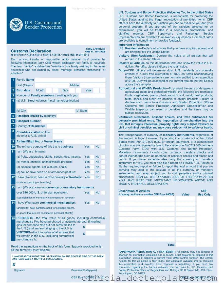 Fill Your CBP 6059B Template