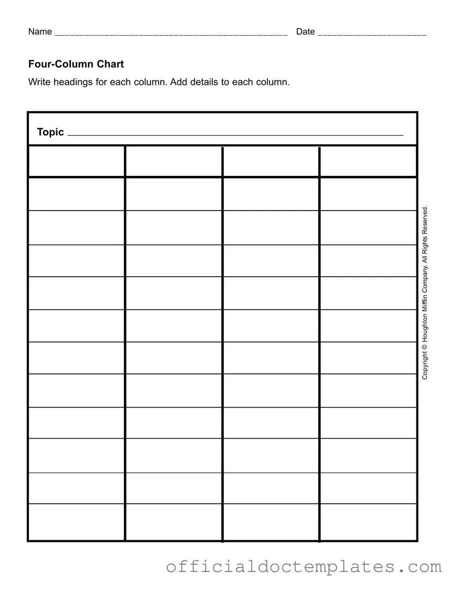 Fill Your Four Column Chart Template