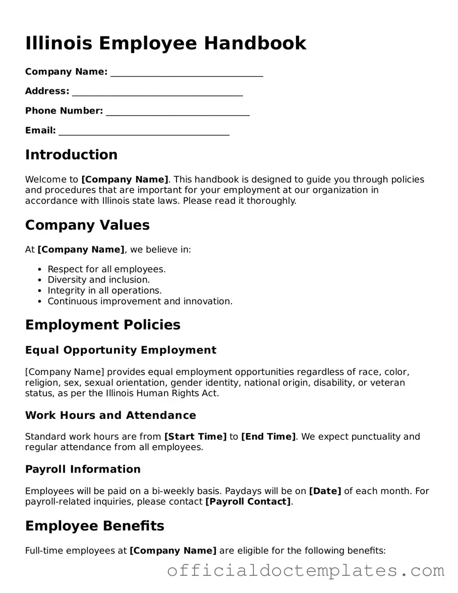 Free Employee Handbook Form for the State of Illinois