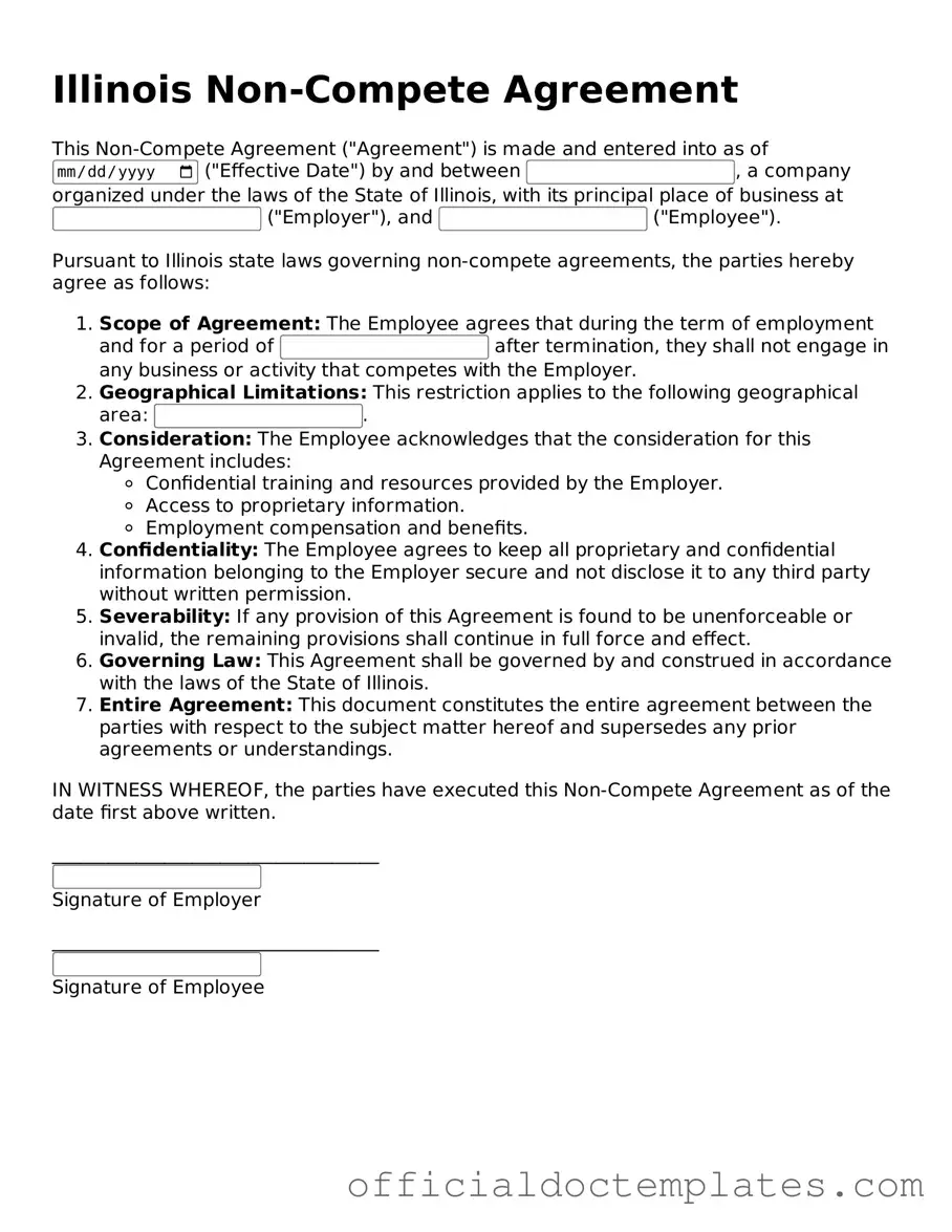 Free Non-compete Agreement Form for the State of Illinois