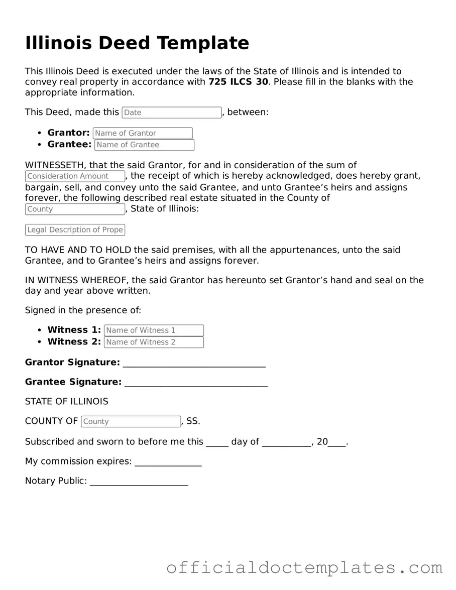 Free Deed Form for the State of Illinois