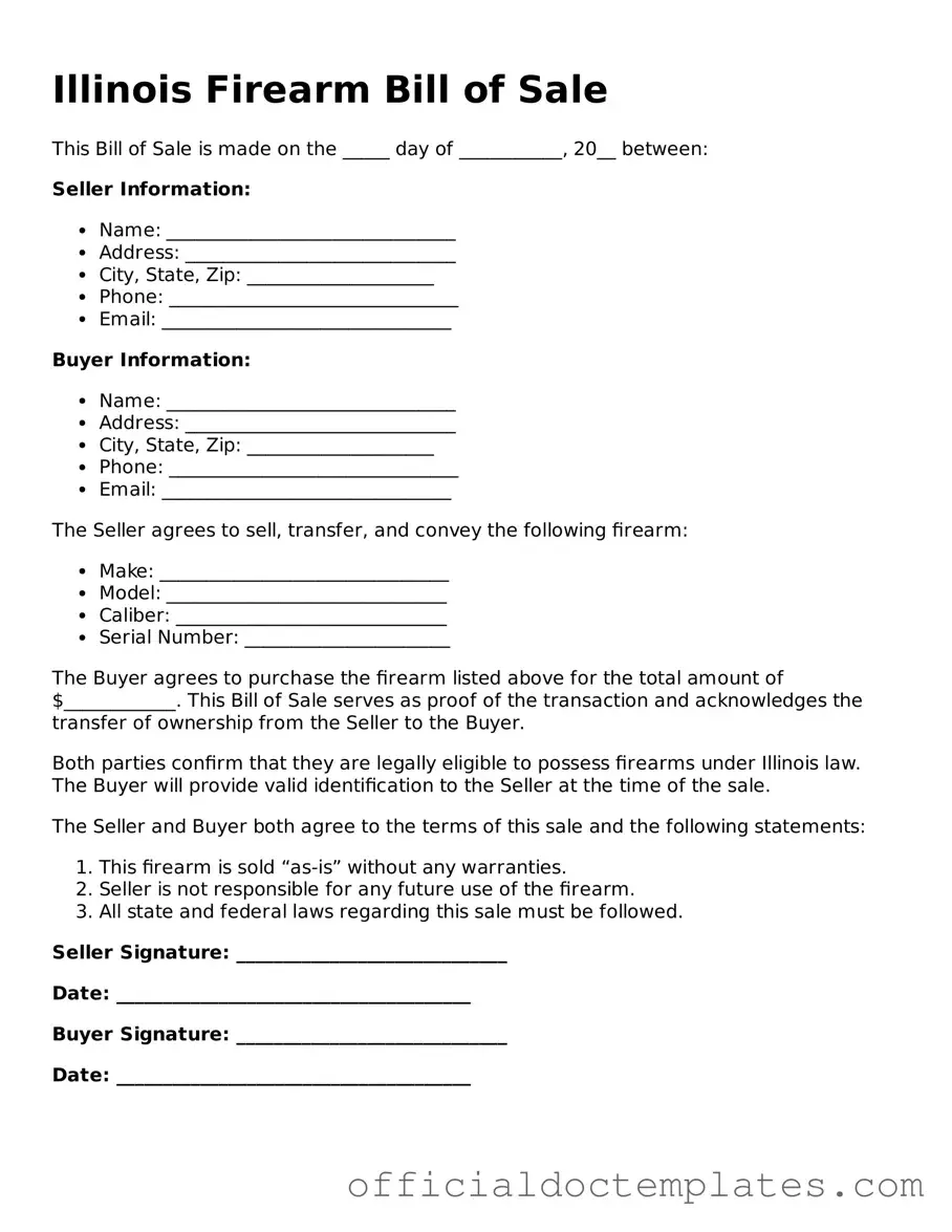 Free Firearm Bill of Sale Form for the State of Illinois