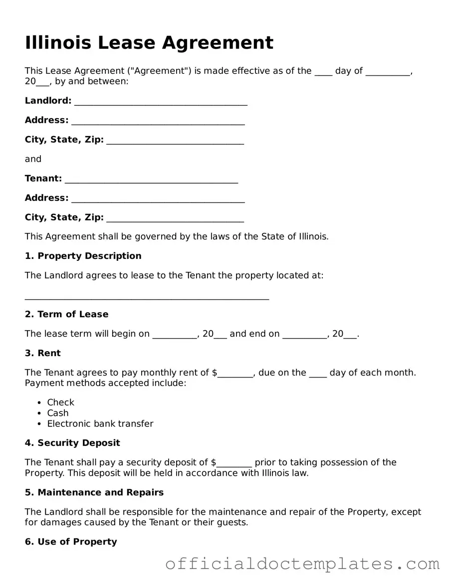 Free Lease Agreement Form for the State of Illinois