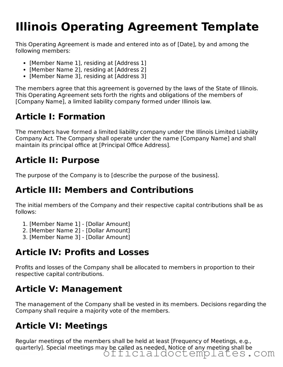 Free Operating Agreement Form for the State of Illinois