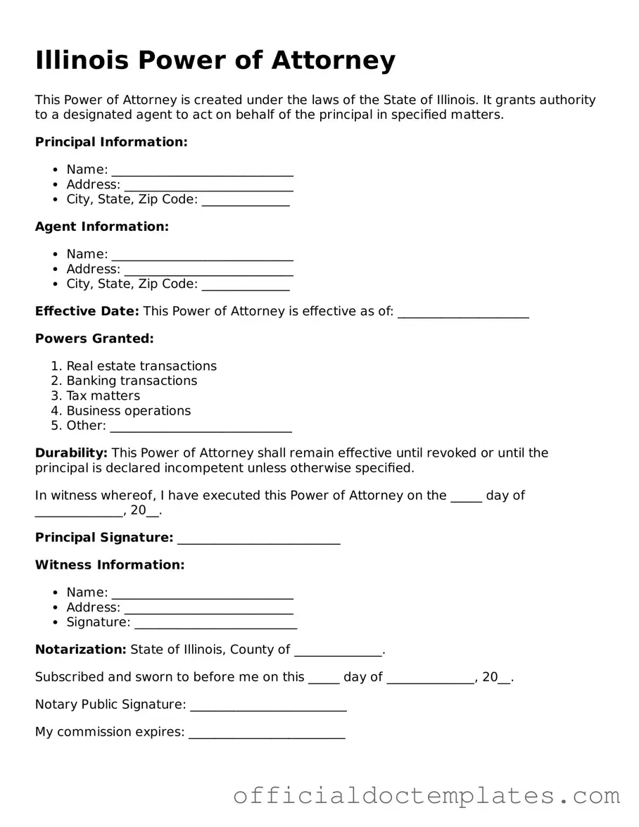 Free Power of Attorney Form for the State of Illinois