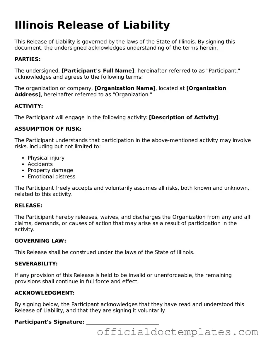 Free Release of Liability Form for the State of Illinois