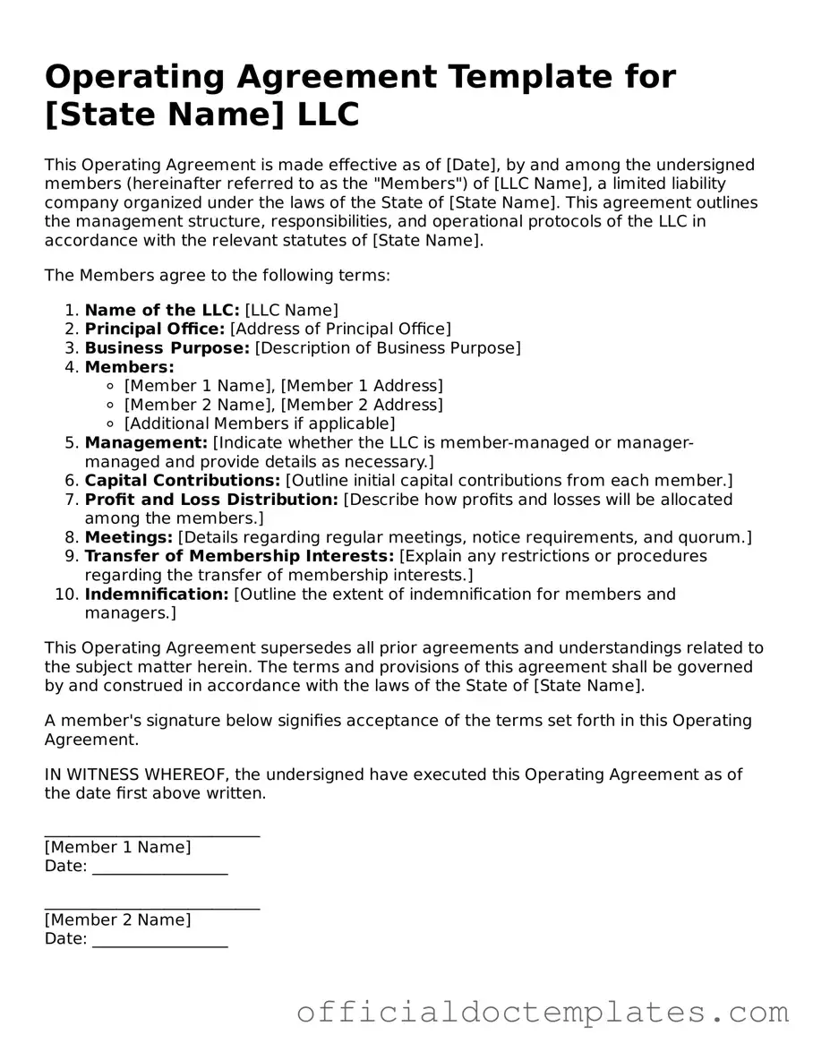 Fillable Operating Agreement Template