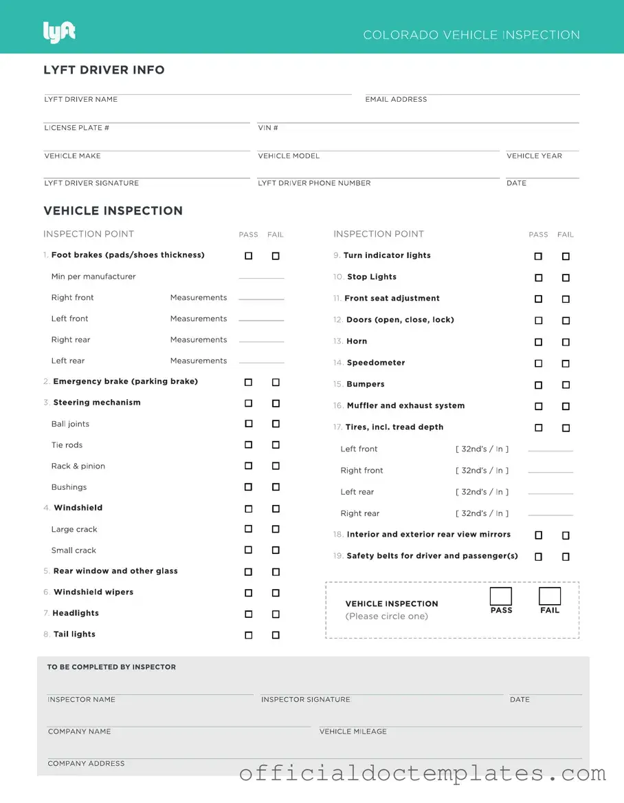 Fill Your Lyft Inspection Template