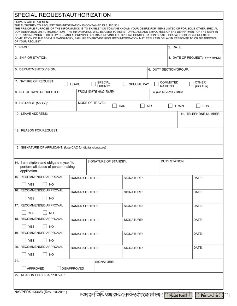 Fill Your Navpers 1336 3 Template