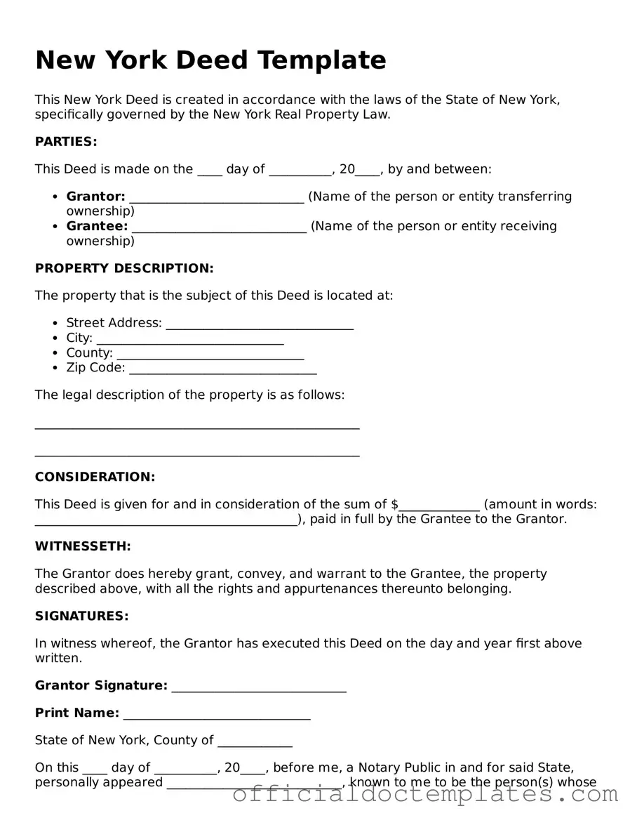 Free Deed Form for the State of New York