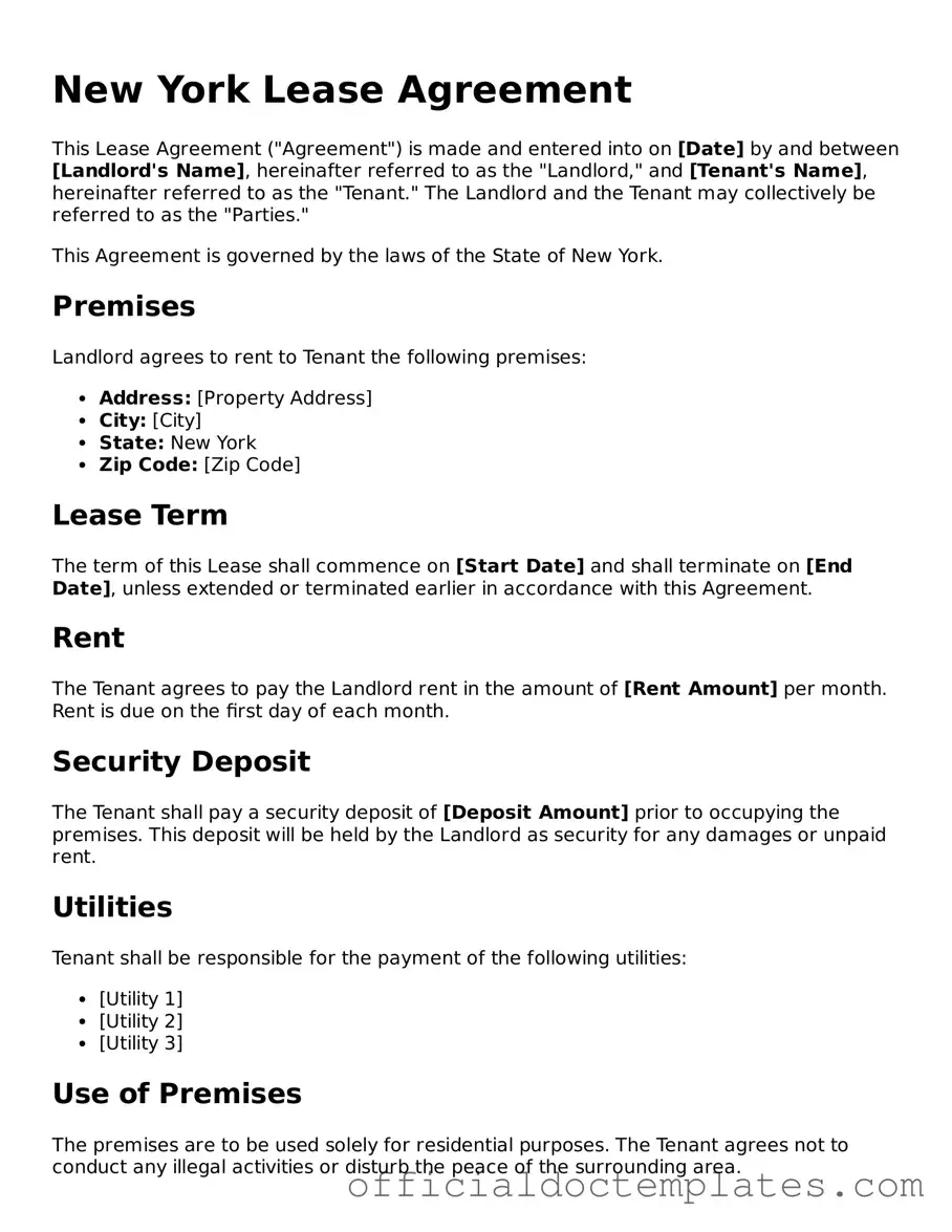 Free Lease Agreement Form for the State of New York