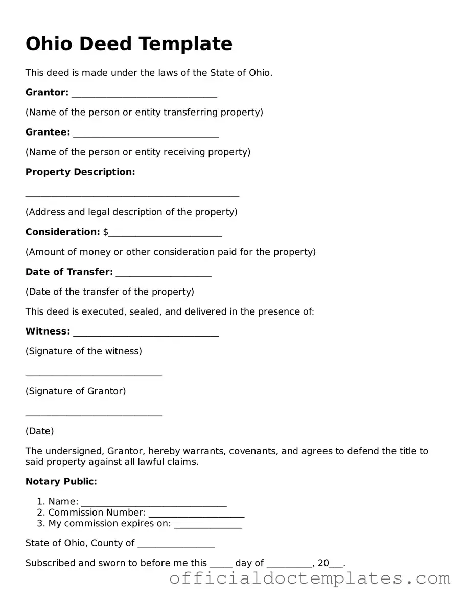 Free Deed Form for the State of Ohio