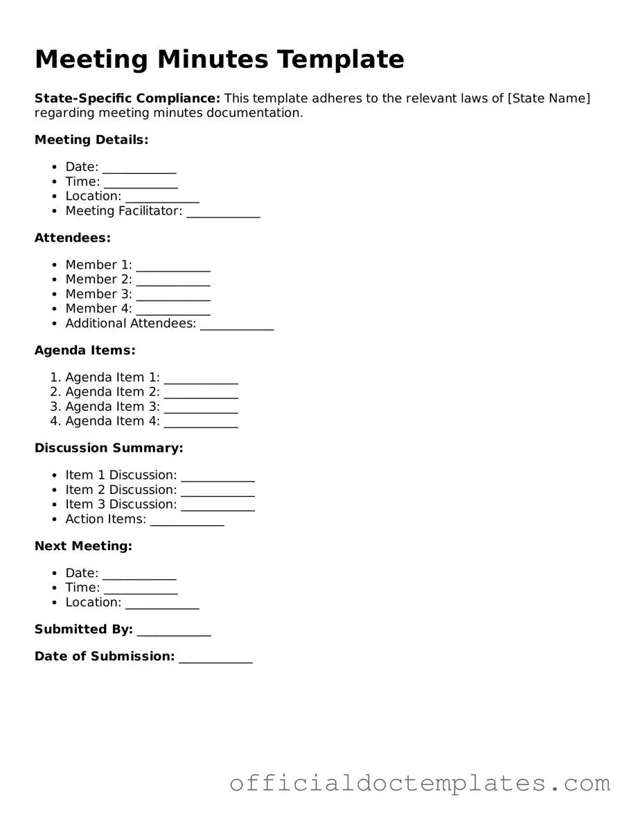 Fillable Meeting Minutes Template