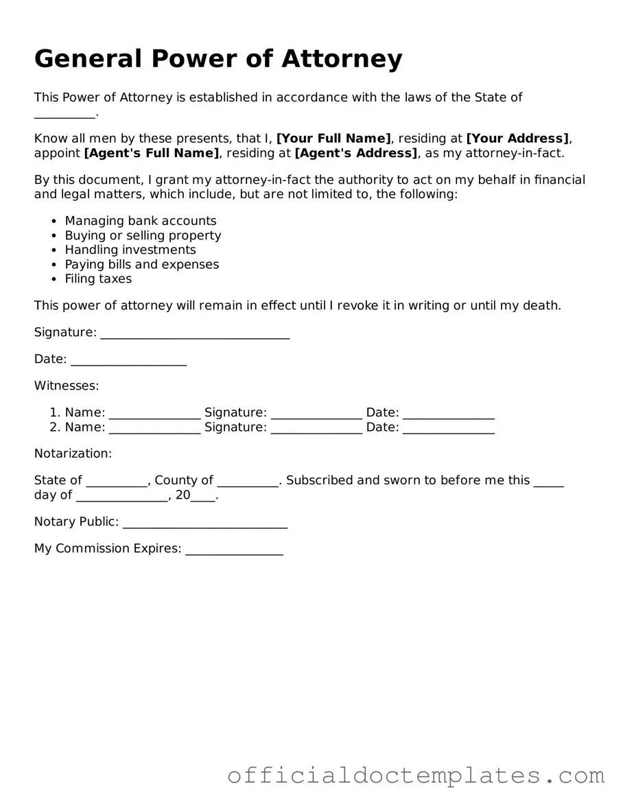 Fillable Power of Attorney Template