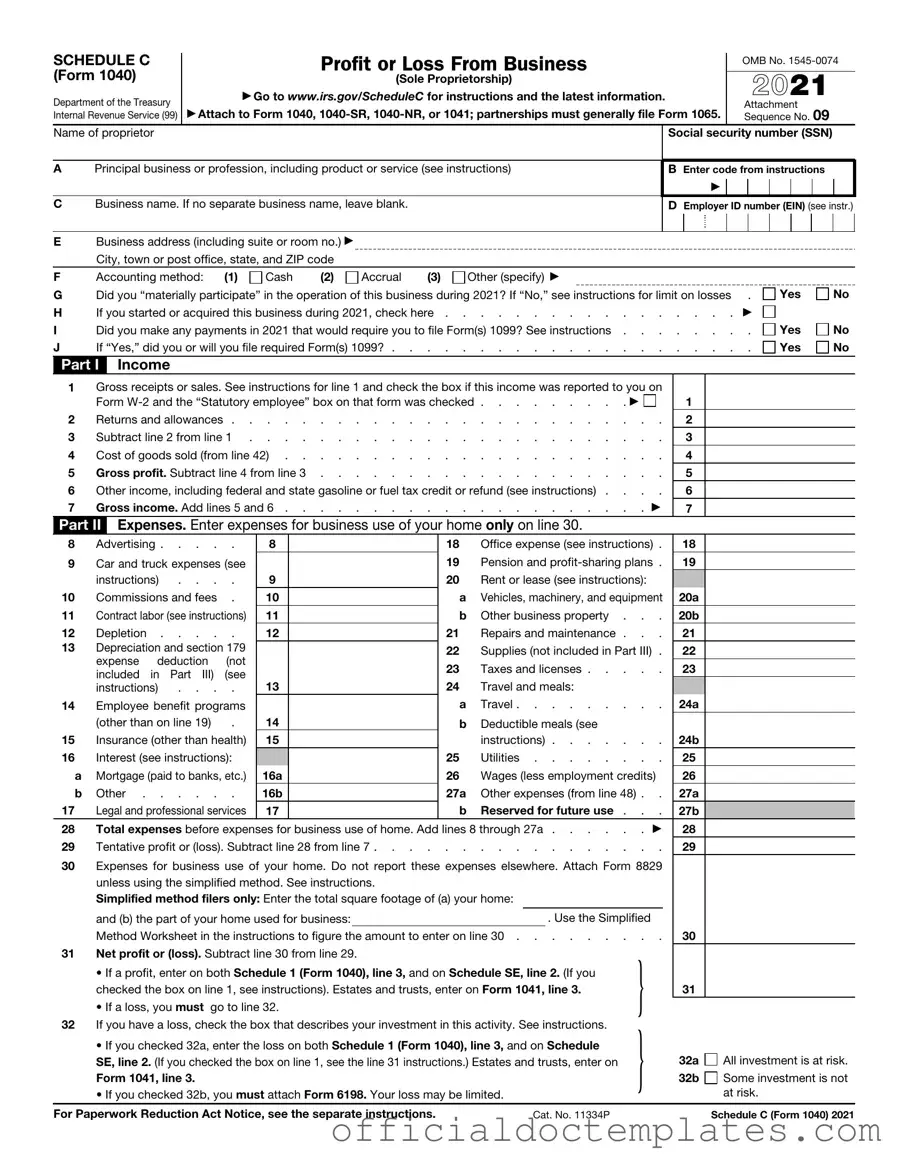 Fill Your IRS Schedule C 1040 Template
