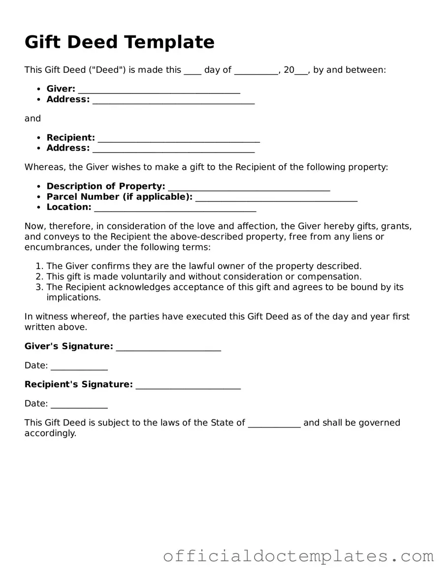 Fillable Gift Deed Template