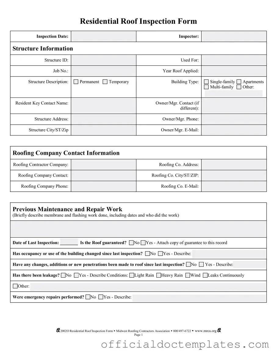 Fill Your Roof Inspection Template