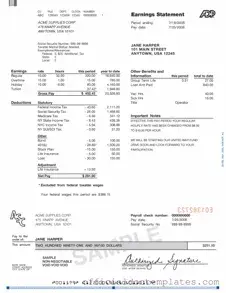Fill Your Adp Pay Stub Template