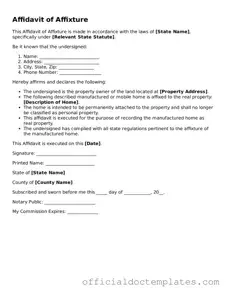 Fillable Affidavit of Affixture Template