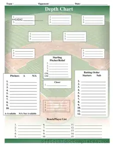 Fill Your Baseball Field Lineup Template
