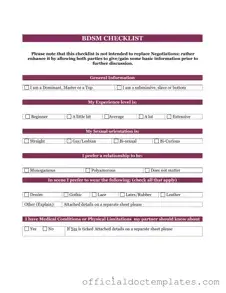 Fill Your Bdsm Checklist Template