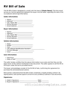 Fillable RV Bill of Sale Template