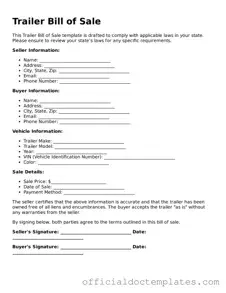 Fillable Trailer Bill of Sale Template