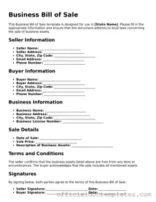 Fillable Business Bill of Sale Template