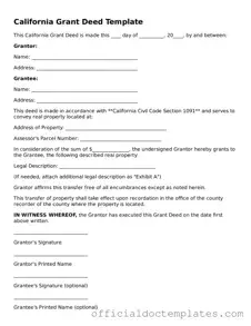 Free Deed Form for the State of California
