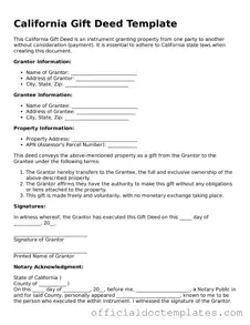 Free Gift Deed Form for the State of California
