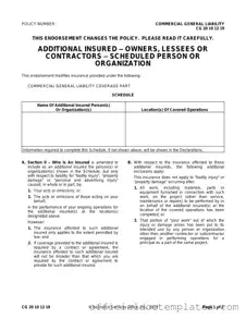 Fill Your Cg 20 10 07 04 Liability Endorsement Template