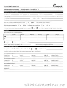 Fill Your Chick Fil A Job Application Template