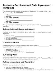Fillable Business Purchase and Sale Agreement Template