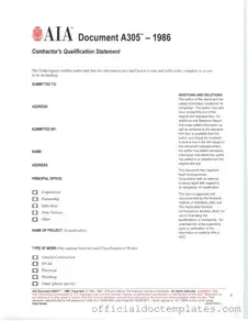 Fill Your AIA A305 Template