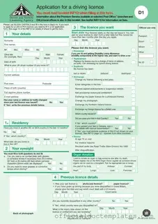 Fill Your D1 Dvla Template