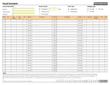 Fill Your Electrical Panel Schedule Template