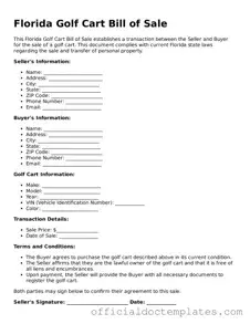 Free Golf Cart Bill of Sale Form for the State of Florida